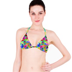 Triangles, Colorful Watercolor Art  Painting Bikini Top by picsaspassion