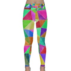 Triangles, Colorful Watercolor Art  Painting Classic Yoga Leggings by picsaspassion