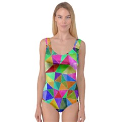 Triangles, Colorful Watercolor Art  Painting Princess Tank Leotard 