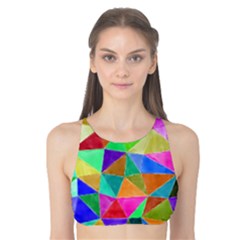 Triangles, Colorful Watercolor Art  Painting Tank Bikini Top