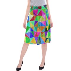 Triangles, Colorful Watercolor Art  Painting Midi Beach Skirt