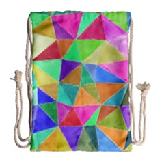 Triangles, Colorful Watercolor Art  Painting Drawstring Bag (large)