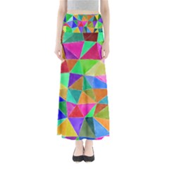 Triangles, Colorful Watercolor Art  Painting Maxi Skirts