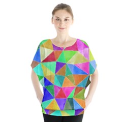 Triangles, Colorful Watercolor Art  Painting Blouse