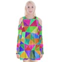 Triangles, colorful watercolor art  painting Velvet Long Sleeve Shoulder Cutout Dress View1