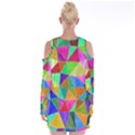 Triangles, colorful watercolor art  painting Velvet Long Sleeve Shoulder Cutout Dress View2