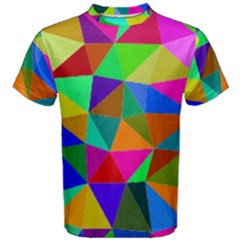 Colorful Triangles, Oil Painting Art Men s Cotton Tee