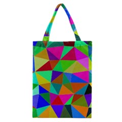 Colorful Triangles, Oil Painting Art Classic Tote Bag by picsaspassion