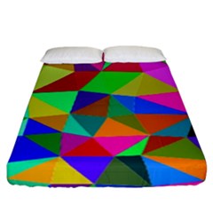 Colorful Triangles, Oil Painting Art Fitted Sheet (california King Size)