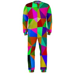 Colorful Triangles, Oil Painting Art Onepiece Jumpsuit (men)  by picsaspassion