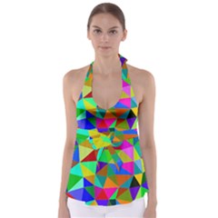 Colorful Triangles, Oil Painting Art Babydoll Tankini Top