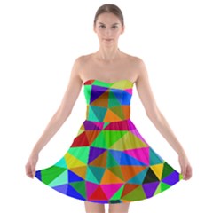 Colorful Triangles, Oil Painting Art Strapless Bra Top Dress