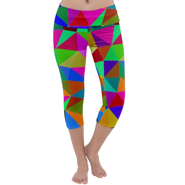 Colorful Triangles, oil painting art Capri Yoga Leggings