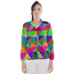 Colorful Triangles, Oil Painting Art Wind Breaker (women)