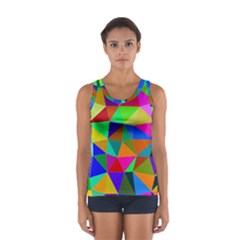 Colorful Triangles, Oil Painting Art Women s Sport Tank Top 