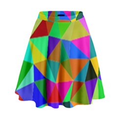 Colorful Triangles, Oil Painting Art High Waist Skirt by picsaspassion