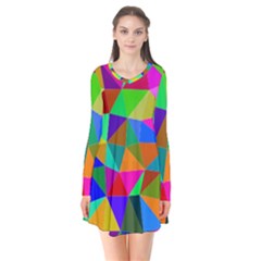 Colorful Triangles, Oil Painting Art Flare Dress