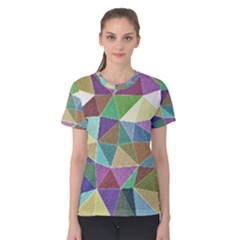 Colorful Triangles, Pencil Drawing Art Women s Cotton Tee