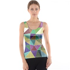 Colorful Triangles, Pencil Drawing Art Tank Top