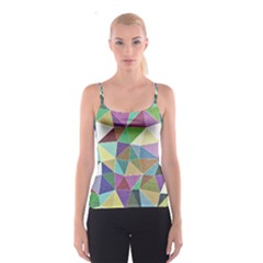 Colorful Triangles, Pencil Drawing Art Spaghetti Strap Top