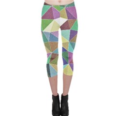 Colorful Triangles, Pencil Drawing Art Capri Leggings 