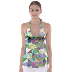 Colorful Triangles, Pencil Drawing Art Babydoll Tankini Top