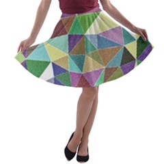 Colorful Triangles, Pencil Drawing Art A-line Skater Skirt by picsaspassion