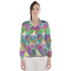 Colorful Triangles, Pencil Drawing Art Wind Breaker (women)