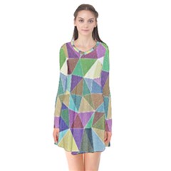 Colorful Triangles, Pencil Drawing Art Flare Dress