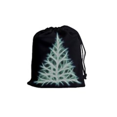 Christmas Fir, Green And Black Color Drawstring Pouches (medium) 