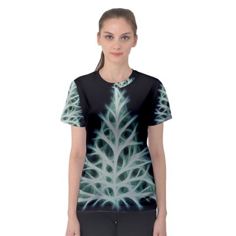 Christmas Fir, Green And Black Color Women s Sport Mesh Tee by picsaspassion