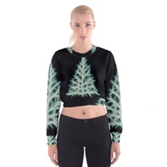 Christmas Fir, Green And Black Color Women s Cropped Sweatshirt