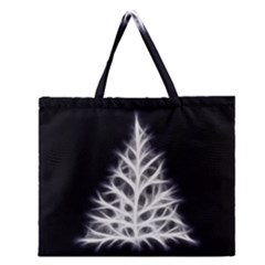 Christmas Fir, Black And White Zipper Large Tote Bag