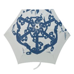 Blue Anchor,  Aquarel Painting Art Mini Folding Umbrellas