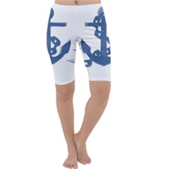 Blue Anchor,  Aquarel Painting Art Cropped Leggings 