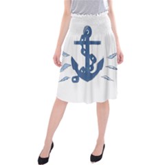 Blue Anchor,  Aquarel Painting Art Midi Beach Skirt