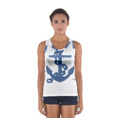 Blue Anchor,  Aquarel Painting Art Women s Sport Tank Top 