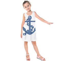 Blue Anchor,  Aquarel Painting Art Kids  Sleeveless Dress by picsaspassion