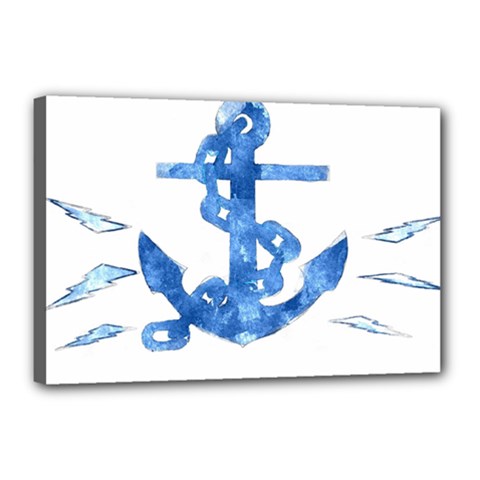 Anchor Aquarel Painting Art, Soft Blue Canvas 18  X 12 