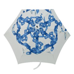 Anchor Aquarel Painting Art, Soft Blue Mini Folding Umbrellas