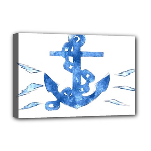 Anchor Aquarel Painting Art, Soft Blue Deluxe Canvas 18  X 12  