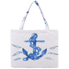 Anchor Aquarel Painting Art, Soft Blue Mini Tote Bag by picsaspassion