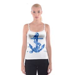 Anchor Aquarel Painting Art, Soft Blue Spaghetti Strap Top