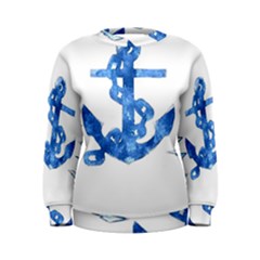 Anchor Aquarel Painting Art, Soft Blue Women s Sweatshirt