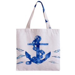 Anchor Aquarel Painting Art, Soft Blue Zipper Grocery Tote Bag by picsaspassion