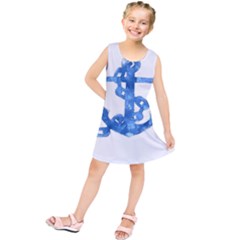 Anchor Aquarel Painting Art, Soft Blue Kids  Tunic Dress