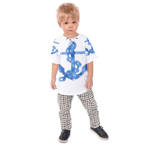 Anchor Aquarel Painting Art, Soft Blue Kids  Raglan Tee by picsaspassion