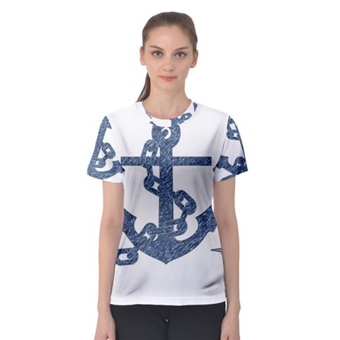 Anchor Pencil Drawing Art Women s Sport Mesh Tee by picsaspassion