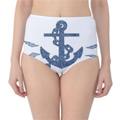 Anchor Pencil Drawing Art High-waist Bikini Bottoms