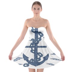 Anchor Pencil Drawing Art Strapless Bra Top Dress by picsaspassion